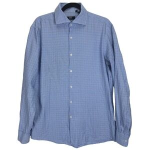 Hugo Boss Sharp Fit Micro Houndstooth‎ Men Button Shirt Size 15.5 & 34/35 Preppy